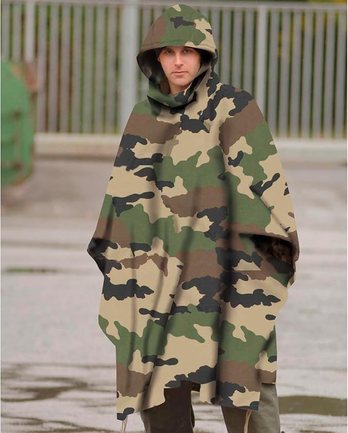 Mil-Tec Adult Ripstop Wet Weather Lightweight Waterproof Multi-Use Rain Poncho with Hood - Use as Bivouac Sack, Shelter Tent