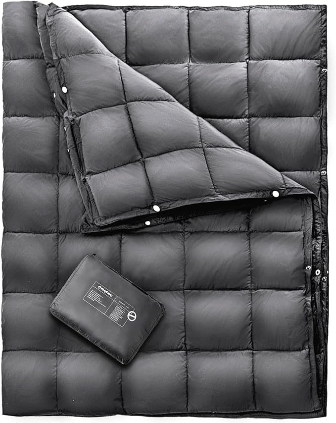 KingCamp Down Camping Blanket - Packable Lightweight Travel Blanket for Stadium, Camping, Backpacking, Compact & Water Resistant & Warm Airplane Quilt