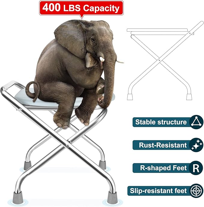 BLIKA Portable Toilet for Camping, 400LBS Weight Capacity Portable Camping Toilet, Folding Toilet, Stainless Steel Portable Toilet Seat, Portable Toilet Travel Toilet Car Toilet