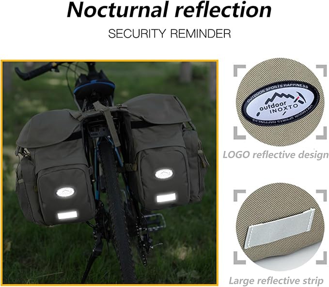 ZTZ 50L Panniers Bike Bags, Waterproof Bike Panniers Made of High-Density 600D Polyester for Durable Use, Bike Saddle Bag come with Reflective Trim and Rain Cover, Easy Organize