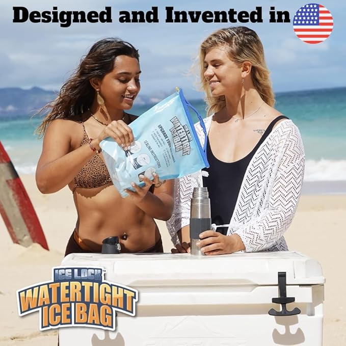 2 Large Leakproof Ice Bags. The original reusable Ice Pack for Coolers - Drop in Cubed Ice & Make Cold, Dry Freezer Packs for Coolers - Drink your ice when it melts.