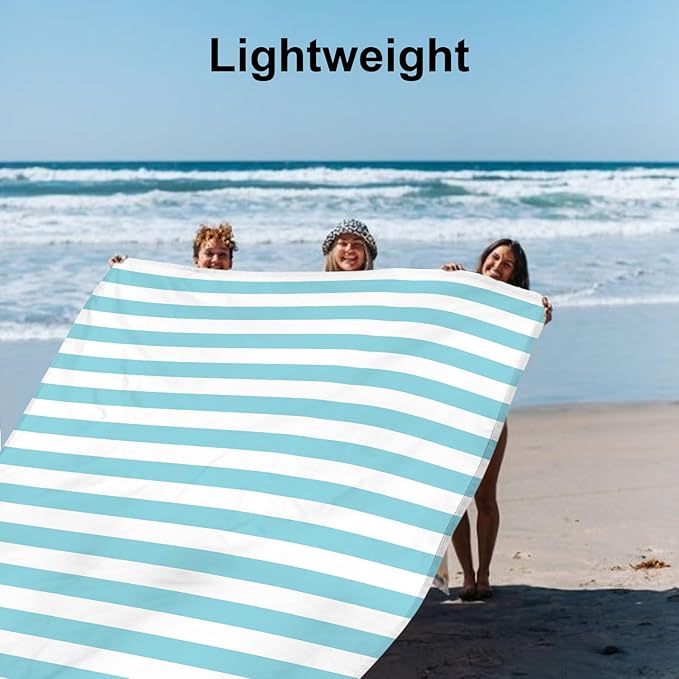 Large Beach Blanket Waterproof Sandproof, Oversized Picnic Blankets Sand Free for 8 Adults, Lightweight Quick Drying Beach Mat for Travel, Camping, Hiking, Blue Beach Essentials Accessories