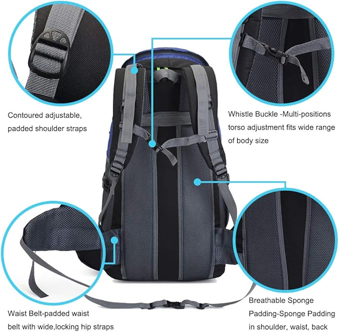 50L Hiking Backpack, Waterproof Lightweight Daypack for Outdoor Camping Travel