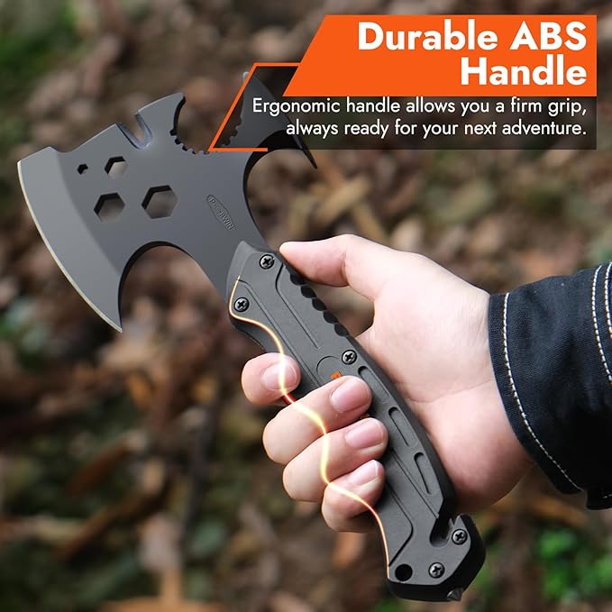 Camping Axe, Survival Hatchet with Sheath, Multitool Axe, Camping Gear Must Haves for Outdoor Activities, Woods Split and Everyday Tasks…