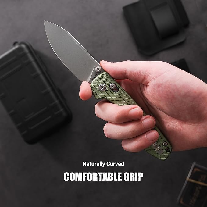 Vosteed EDC Knife, Lightweight Folding Pocket knife with Clip for Men and Women, Sharp Crossbar Lock Knife with 3.25" Nitro-V Steel Blade, Aluminum Handle for Camping - Raccoon