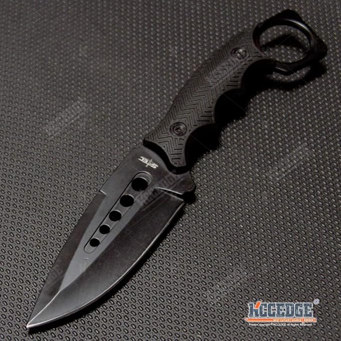 KCCEDGE BEST CUTLERY SOURCE Tactical Knife Hunting Knife Survival Knife Fixed Blade Knife Razor Sharp Edge Camping Accessories Camping Gear Survival Kit Survival Gear Tactical Gear 76162 (Black)