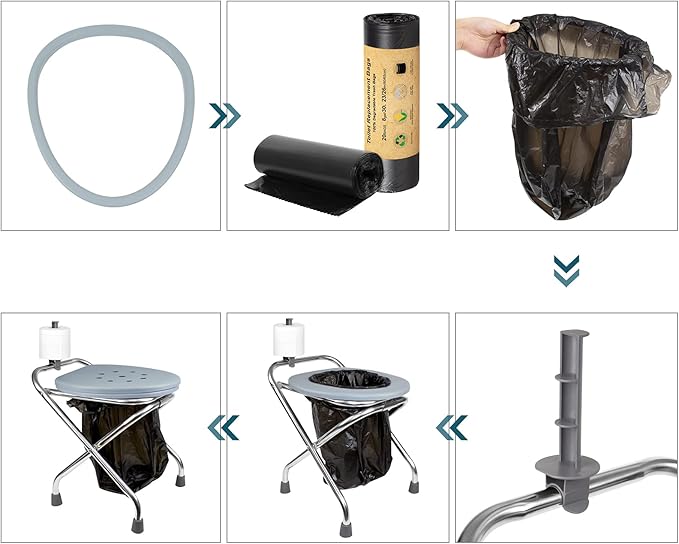 BLIKA Portable Toilet for Camping, 400LBS Weight Capacity Portable Camping Toilet, Folding Toilet, Stainless Steel Portable Toilet Seat, Portable Toilet Travel Toilet Car Toilet