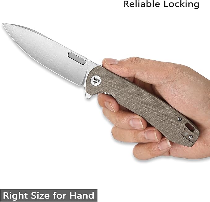 Folding Pocket Knife for Men,3.74in Sandvik 14C28N Blade and Liner Lock Micarta Handle with Reversible Deep Carry Clip,Outdoor Camping Hunting EDC Knives,Columba-04GC