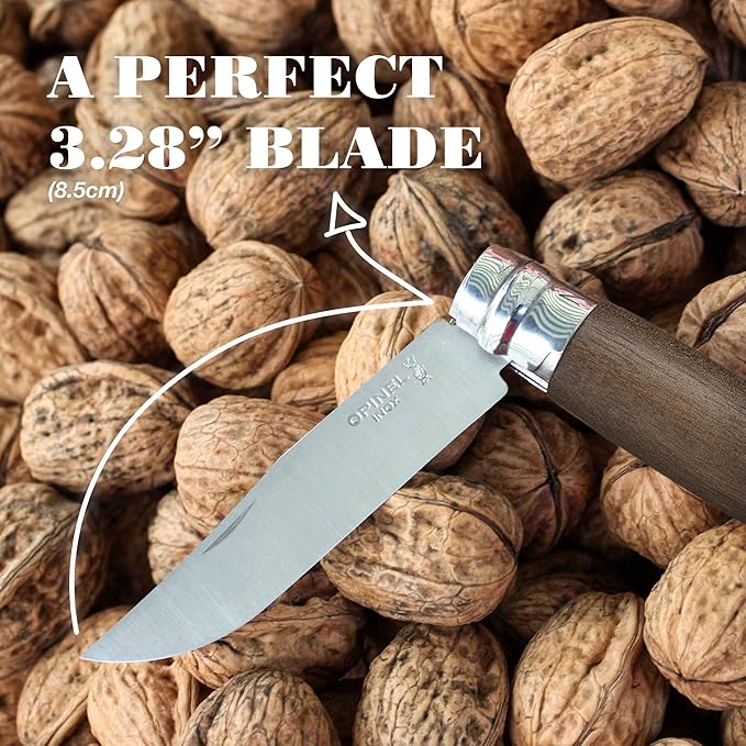 Opinel No8 Stainless Steel Folding Pocket Knife – Premium Wood Handles