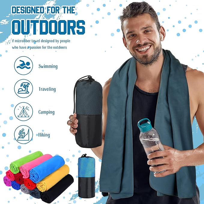 Mixweer Oversized Microfiber Beach Towel Bulk 30 x 60 Large Microfiber Travel Towel Lightweight Quick Dry Body Towel for Cruise Holiday Camping Backpacking Hiking Swimming Sport(Stylish Colors, 6 Pcs)