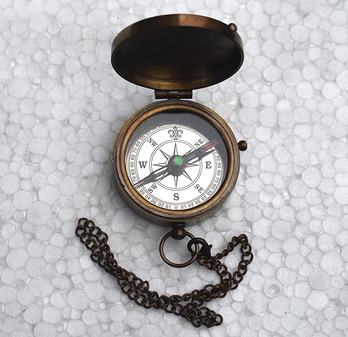 '-Thoreau's Go Confidently Graduation Gift for him, Camping Compass with Leather Pouch Boating Hiking Religious Gifts, Missionary Gifts Keepsake. Confirmation Gift Direction Compass