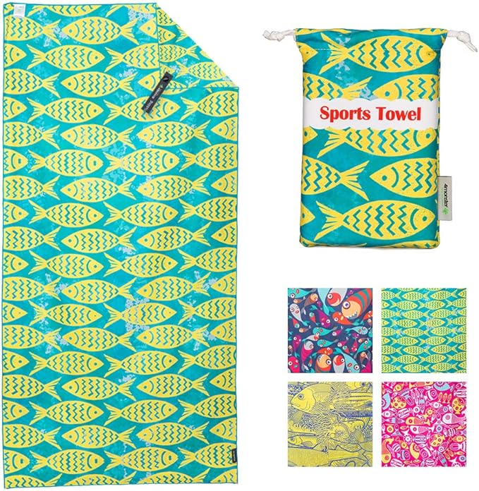 4Monster Microfiber Beach Towel Quick Dry,Super Absorbent Lightweight Travel Towel for Swimmers, Sand Free Camping Towel, Beach Towels for Pool, Swim, Water Sports,Yoga,Gym,Backpacking