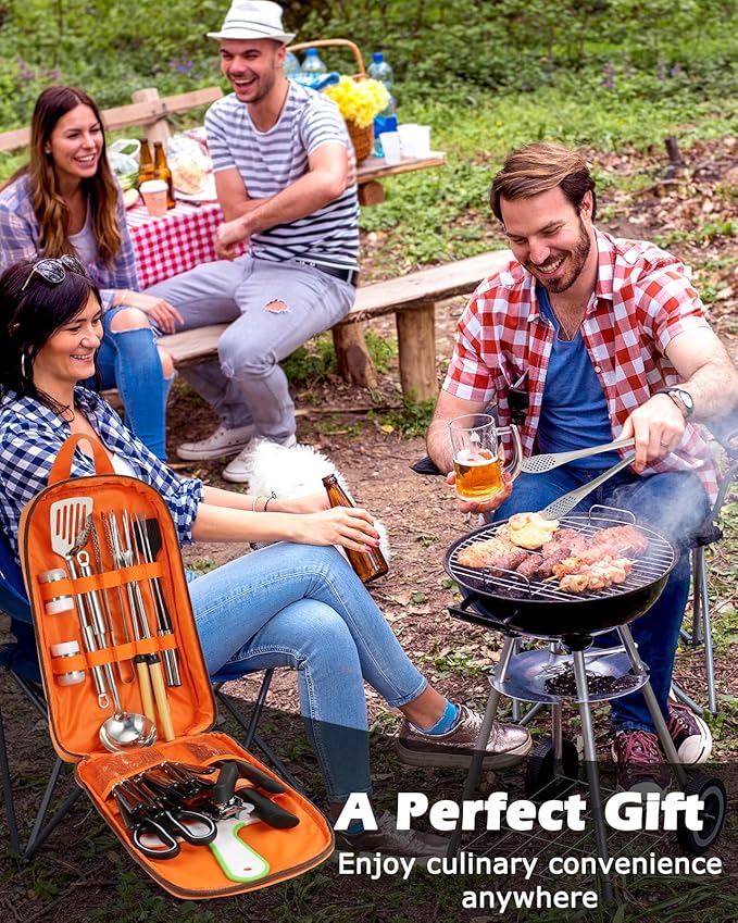Camping Cooking Utensils Set - 33Pcs/45Pcs Camping Cooking Set Car Camping Essentials Gear for Camp Kitchen Cooking and Grilling, Ideal Gift for RV Tent Camper, Picnics, BBQs