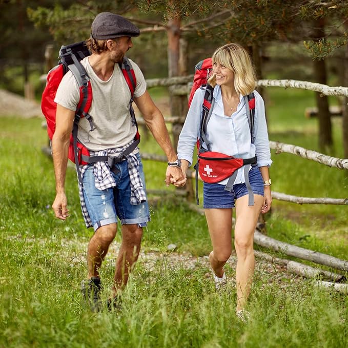 Faylapa Empty First Aid Bag Fanny Pack, Travel Pouch Bag 11.02x5.51x3.54 inch Waist Bag for Travel, Home, Office, Vehicle, Camping, Outdoor (Bag Only)