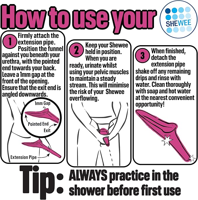 SHEWEE Flexi – The Original Female Urinal – Made in The UK – Reusable, Flexible & Portable Urination Device. Festival, Camping, Car, Hiking Essentials for Women. Stand to Pee Funnel W/Extension Pipe