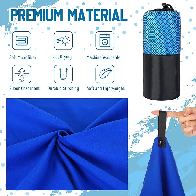 Mixweer Oversized Microfiber Beach Towel Bulk 30 x 60 Large Microfiber Travel Towel Lightweight Quick Dry Body Towel for Cruise Holiday Camping Backpacking Hiking Swimming Sport(Stylish Colors, 6 Pcs)