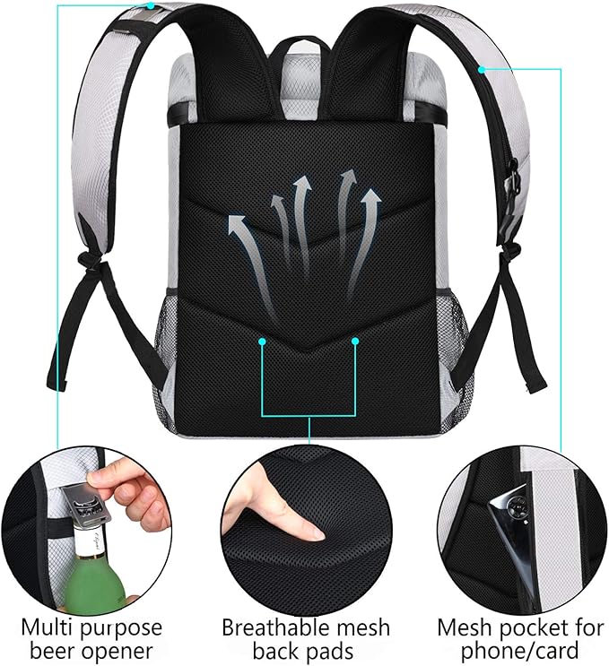 FORICH Soft Cooler Backpack Insulated Waterproof Backpack Cooler Bag Leak Proof Portable Small Cooler Backpacks to Work Lunch Travel Beach Camping Hiking Picnic Fishing Beer for Men Women
