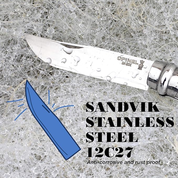 Opinel No8 Stainless Steel Folding Pocket Knife – Premium Wood Handles