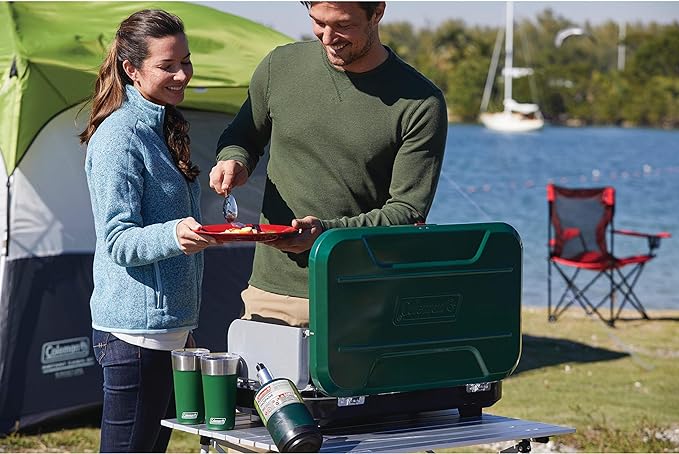 Coleman 24-Piece Enamel Dinnerware Set, Durable Dishes & Utensils for Camping & Outdoor Use, Dishwasher Safe with Included Carry Pouch for Camping, Tailgating, Picnics & More