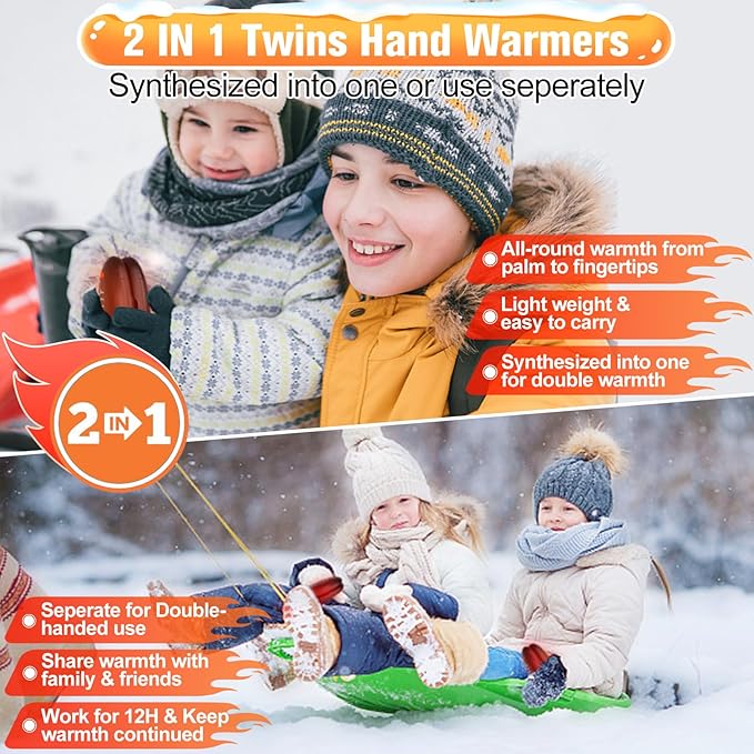 Hand Warmers Rechargeable, 2023 Newest 2 Pack Temperature Electric Portable Heater Football Shape Hand Warmer, Quick Charge Portable Hand Warmer Gift for Christmas Outdoors/Hunting/Golf/Camping