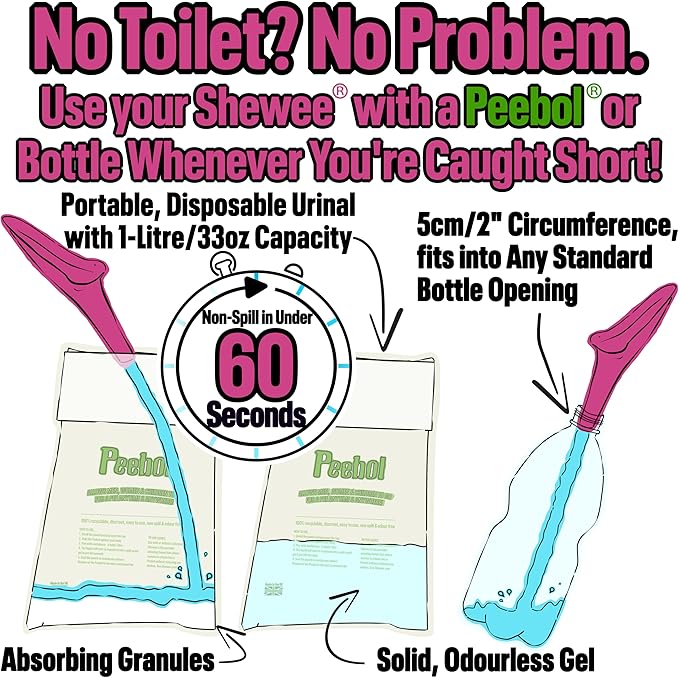 SHEWEE Flexi – The Original Female Urinal – Made in The UK – Reusable, Flexible & Portable Urination Device. Festival, Camping, Car, Hiking Essentials for Women. Stand to Pee Funnel W/Extension Pipe
