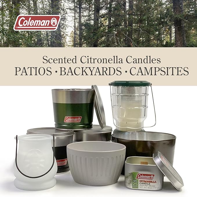 Coleman Outdoor Citronella Candle, Decorative Conrecte Look Candle for Patio, Backyard, Outdoor, Camping Candle, Grey Candle, Up to 25 Hours Burn time, 11oz