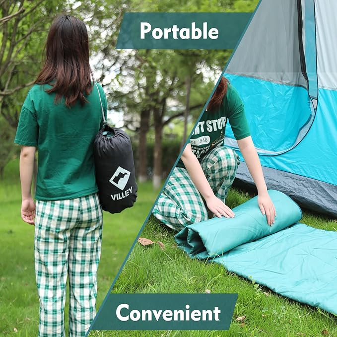 VILLEY Picnic Blanket, 3-Layer Camping Blanket 52"x75", Machine Washable, Water Repellent and Sandproof, Packable and Portable for Camping, Travel, Park, Beach and Indoor Use