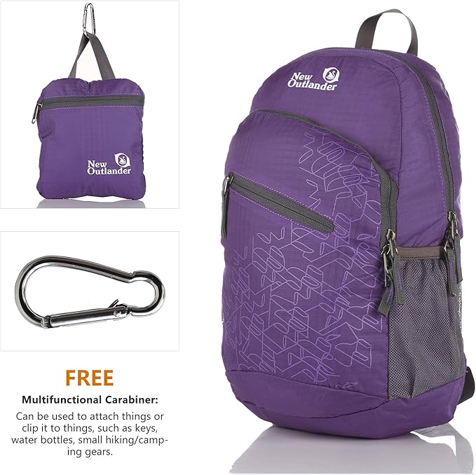 Outlander Packable Handy Lightweight Travel Hiking Backpack Daypack, Purple-L