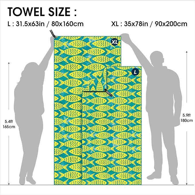 4Monster Microfiber Beach Towel Quick Dry,Super Absorbent Lightweight Travel Towel for Swimmers, Sand Free Camping Towel, Beach Towels for Pool, Swim, Water Sports,Yoga,Gym,Backpacking