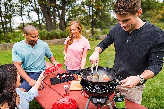 Coleman 24-Piece Enamel Dinnerware Set, Durable Dishes & Utensils for Camping & Outdoor Use, Dishwasher Safe with Included Carry Pouch for Camping, Tailgating, Picnics & More