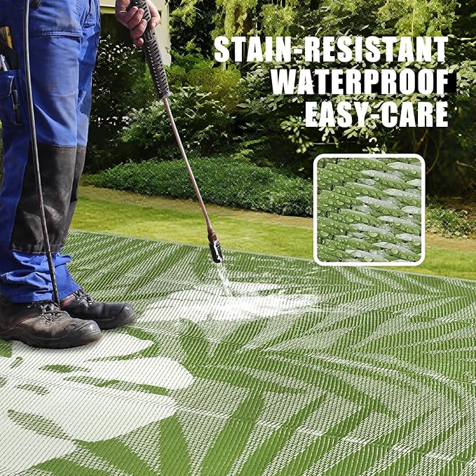 Homcomoda Outdoor Rugs 6'x9’ Waterproof Reversible Patio Rugs Outdoor Clearance Lightweight Outdoor Rugs Portable RV Camping Mats for Tents Deck Porch BBQ Beach Backyard