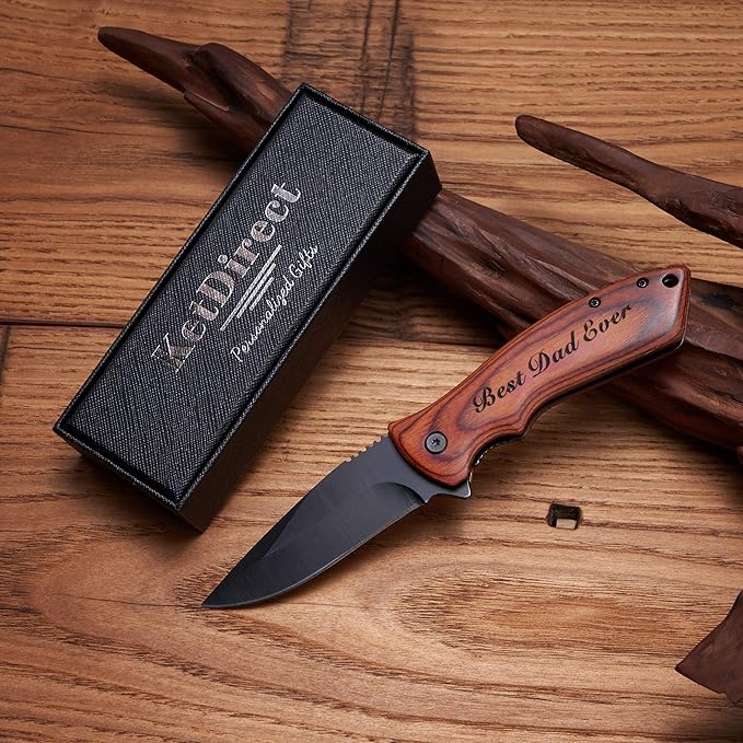 Personalized Engraved Pocket Folding Knife for Dad from Son Daughter - for Fathers Day Birthday Christmas Thanksgiving - Men Unique Camping Fishing Hunting Knives for Him