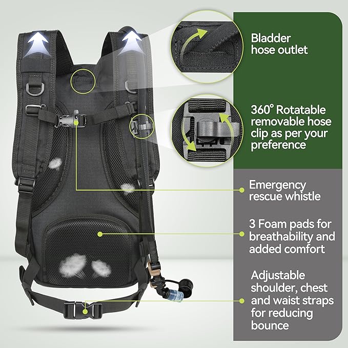 MARCHWAY Tactical Molle Hydration Pack with 3L TPU Water Bladder, Military Backpack for Backpacking, Hiking, Running, Cycling