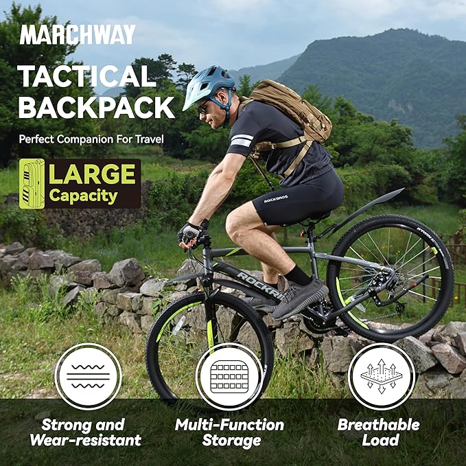 MARCHWAY Tactical Molle Hydration Pack with 3L TPU Water Bladder, Military Backpack for Backpacking, Hiking, Running, Cycling