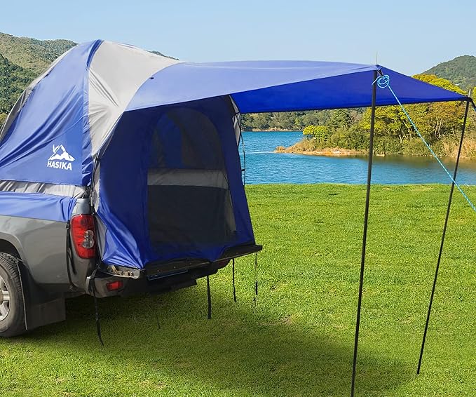 Hasika Truck Bed Tent for Camping 5-6.5 Foot with Floor Waterproof Double Layer Full Size Truck Short/Regular Bed
