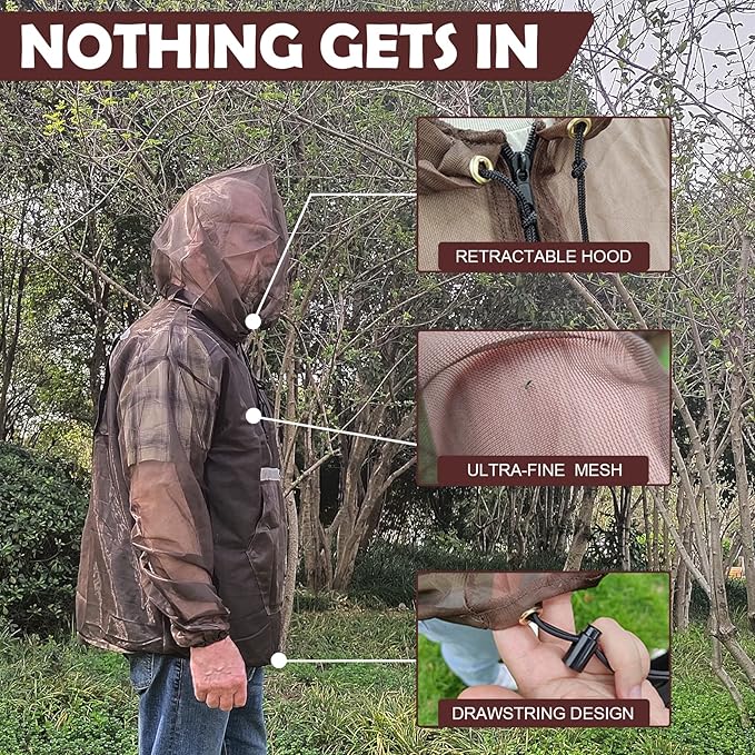 Aventik Mosquito Jacket Mosquito Pants Mosquito Suit No-See-Um Mesh, Super Light, Keep Safe Cool, UV Protection
