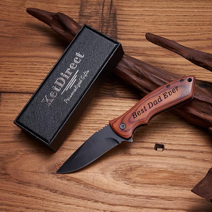 Personalized Engraved Pocket Folding Knife for Dad from Son Daughter - for Christmas Fathers Day Birthday Thanksgiving - Men Unique Camping Fishing Hunting Knives for Him