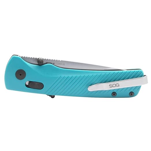 SOG Flash AT Daily Carry Ambidextrous Pocket Compact Folding Knife | Ergonomic Handle for Enhanced Grip | D2 Steel Blade, Petrol Green/Satin