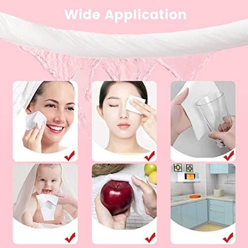 50 Pieces Compressed Towels Tablets, Portable Disposable Cotton Hypoallergenic Dehydrated Expandable Compressed Face Towels Travel Washcloths Coin Tissues for Home Beauty and Outdoors Hiking Camping