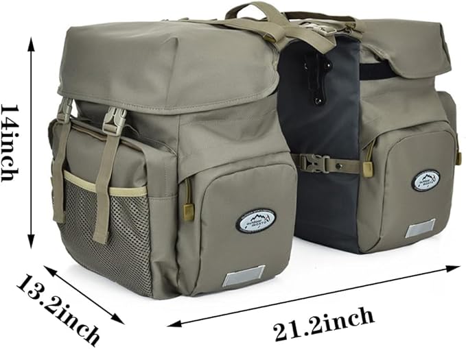 ZTZ 50L Panniers Bike Bags, Waterproof Bike Panniers Made of High-Density 600D Polyester for Durable Use, Bike Saddle Bag come with Reflective Trim and Rain Cover, Easy Organize