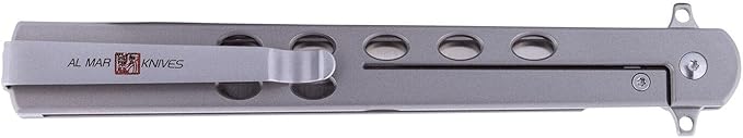 Al Mar Knives Slimline Ultralight 5.0" Blade Titanium Handle Folding Knife, Titanium