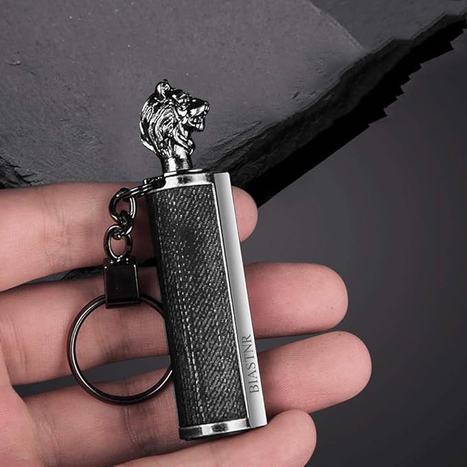 Permanent Match Keychain Lighter, Flint Matchstick Fire Starter Lighter, Reusable Flint Waterproof Camping Emergency Survival Gear (Lion)