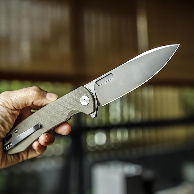 Folding Pocket Knife for Men,3.74in Sandvik 14C28N Blade and Liner Lock Micarta Handle with Reversible Deep Carry Clip,Outdoor Camping Hunting EDC Knives，Columba-04GC
