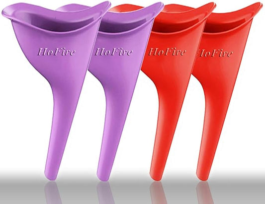 HoFire Female Urination Device-Lets You Pee Standing up-Lightweight Silicone Portable Travel Urinal Funnel Women-Perfect Camping, Traveling, Climbing, Festivals,Outdoor Activities-4 Pcs
