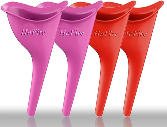 HoFire Female Urination Device-Lets You Pee Standing up-Lightweight Silicone Portable Travel Urinal Funnel Women-Perfect Camping, Traveling, Climbing, Festivals,Outdoor Activities-4 Pcs