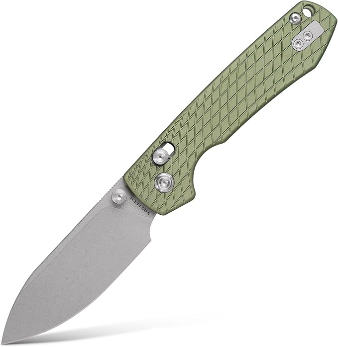 Vosteed EDC Knife, Lightweight Folding Pocket knife with Clip for Men and Women, Sharp Crossbar Lock Knife with 3.25" Nitro-V Steel Blade, Aluminum Handle for Camping - Raccoon