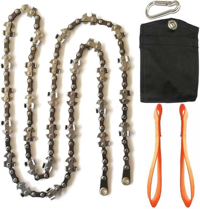 48 Inch High Reach Tree Limb Hand Rope Chain Saw for Tree Trimming-Upgraded Pocket Manual Chainsaw with 62 Sharp Blades on Both Sides for Gardening Camping Survival Gear