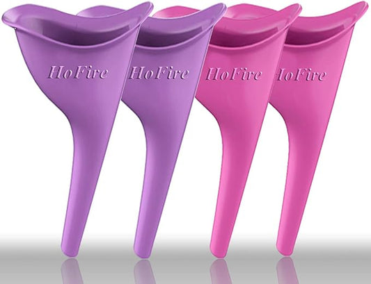 HoFire Female Urination Device-Lets You Pee Standing up-Lightweight Silicone Portable Travel Urinal Funnel Women-Perfect Camping, Traveling, Climbing, Festivals,Outdoor Activities-4 Pcs