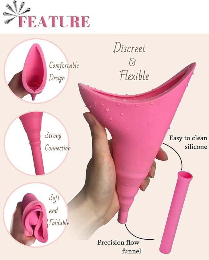 Female Urination Device with Cup, Female Urinals Portable Pee Funnel for Women - Standing Up to Pee Anywhere, Womens Pee Funnel Camping/Hiking Gear Gifts for Women