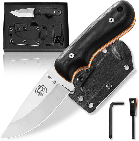 Holtzman's Gorilla Survival 'Redline' Fixed Blade Hunting Knife with Sheath and Ferro Rod
